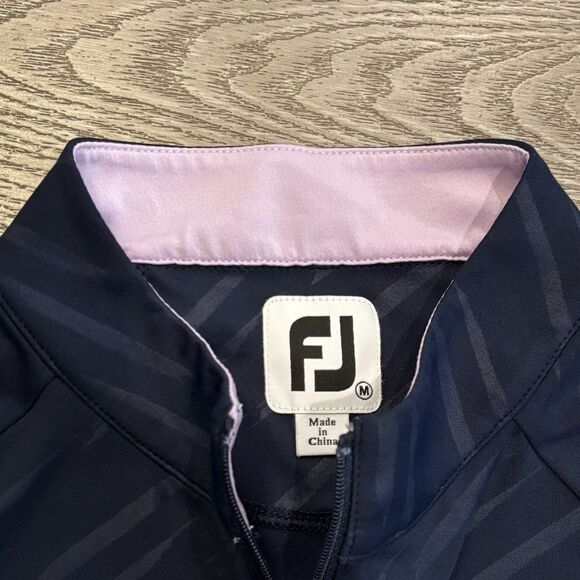 FootJoy Sweater Womens M Blue 1/4 Zip Golf Tennis Performance Preppy AOP - Picture 4 of 9